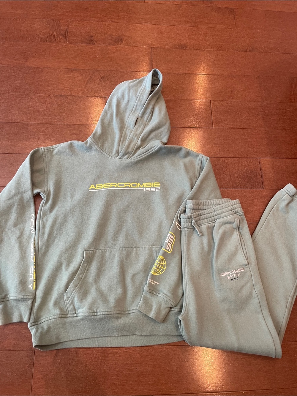 abercrombie kids sage green hoodie & jogger set